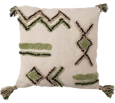 Image de Coussin décoratif en coton avec pompons, 45 x 45 cm