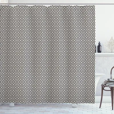 Obrázok produktu pre ABAKUHAUS Kvetinová sprchová záves, moderný minimalizmus inšpirovaný okvetnými lístkami v geometrickom dizajne, 175 x 220 cm, kokosová čierna