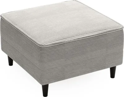 Produktbild von 75x75 cm Hocker aus Cordstoff Monte Beige Fußhocker mit Holzbeine stilvoll Polsterhocker, Stoff: poso 100 - Beige