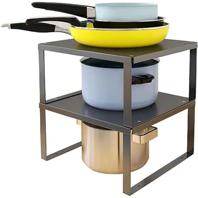 Produktbild von Schrankregal Stapelbar Edelstahl Küchenregal Organizer 2 Stück L:30x28x15cm