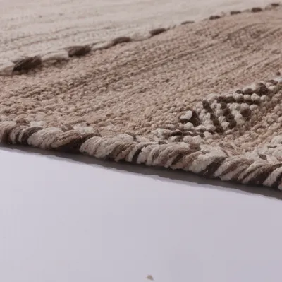 Produktbild von Designer Teppich Webteppich Kelim Handgewebt 100% Baumwolle Modern Gemustert Beige Grösse 80x150 cm