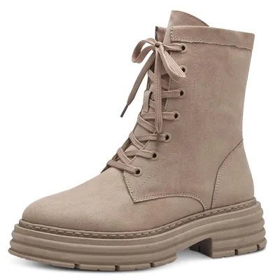 Image de Bottines pour femmes MARCO TOZZI, à lacets, collection hiver, plateforme, couleur beige (gris), taille 41