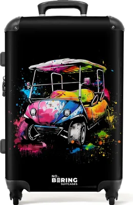 Produktbild von NoBoringSuitcases.com Hartschalen Koffer Mittelgroß 67x43x25 cm, 72L, Graffiti Sport: Golfwagen, Reisekoffer mit 4 Rollen