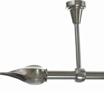 Produktbild von Gardinenstange Set Edelstahl Look Metall Ø 19mm zur Deckenbefestigung 1-lauf Zwirbel, Länge wählbar D18E14