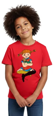 Produktbild von Spreadshirt Pippi Langstrumpf Zusammen Mit Herr Nilsson Kinder T-Shirt, 110/116 (5-6 Jahre), Rot