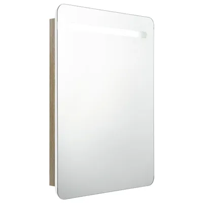 Produktbild von vidaXL LED-Bad-Spiegelschrank Weiß und Eichen-Optik 60x11x80 cm