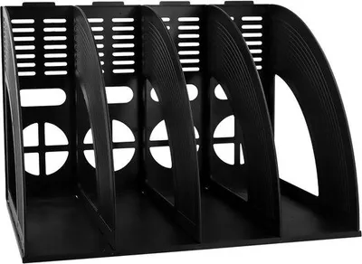 Obrázek produktu pro Organizér na dokumenty a časopisy Unyqoos®, 4 přihrádky – plast, 33,3 x 23,6 x 23,6 cm, černý nebo světle šedý, pro organizaci kanceláře