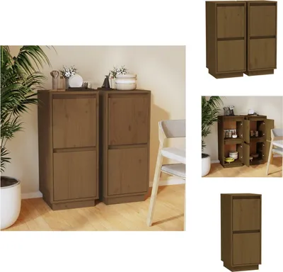 Produktbild von vidaXL Sideboards 2 Stk. Honigbraun 31,5x34x75 cm Massivholz Kiefer -  Sideboards