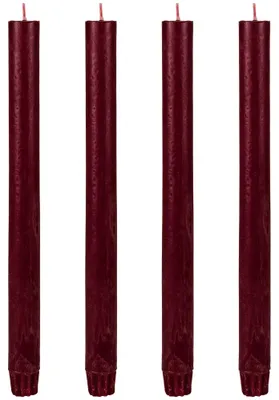 Produktbild von Stab-Kerzen 4er Set hochwertige Tafelkerzen Ø 2,3 x 27 cm wein-rot
