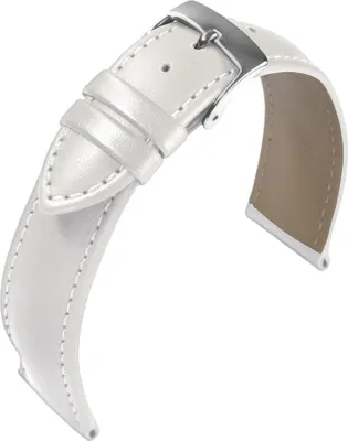 Produktbild von Barington Kalb Resisto Uhrenarmband Leder weiß wasserabweisend, Stegbreite:18mm, Schließe:Silbern