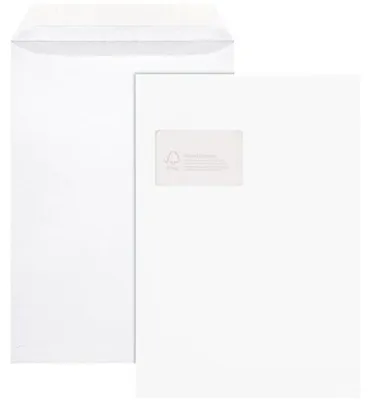 Obrázok produktu pre SUMO® 30022375 Obálky - C4, s okienkom, 100 g/m2, 100 ks, lepidlo citlivé na tlak