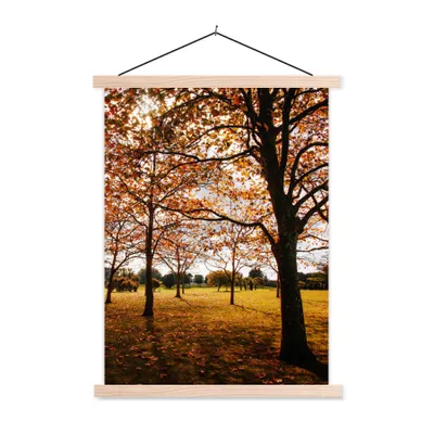 Produktbild von MuchoWow® Textilposter Herbst - Herbstblätter - Natur 120x160 cm mit holzfarbenen Rahmen - Plakatkarton