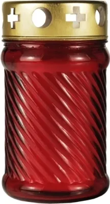Produktbild von 15 Grablaterne Ø 7,5 cm · 13,5 cm rot aus Glas, inkl. Grablicht T3
