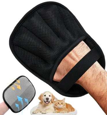 Produktbild von OKWISH Fusselbürsten 2er Set, Katzenhaare Entferner Handschuhe, 5-Finger-Stil, Statik-Haarkamm, Haustierhaarentferner, Fellreinigung, Hunde & Katzen, 24x18cm, Wiederverwendbar