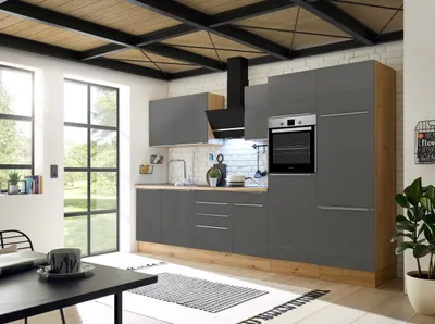 Produktbild von Küche Küchenzeile Küchenblock Marleen Premium 340 cm Grau Artisan Eiche Respekta