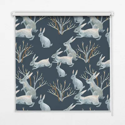 Produktbild von Seitenzug-Rollo Fensterrollo Jalousie - Lichtdurchlässig Springrollos - 90x180 cm - Kaninchen und Stöcke