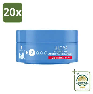 Productafbeelding van 20 x Taft Ultra Styling Wax - Flexibele textuur - 75 ml - Verpakking met 20 stuks