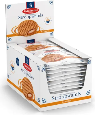 Produktbild von Daelmans Jumbo Karamell Stroopwafels 24 x 1 Stück einzeln verpackt, 9 cm, 1000 g