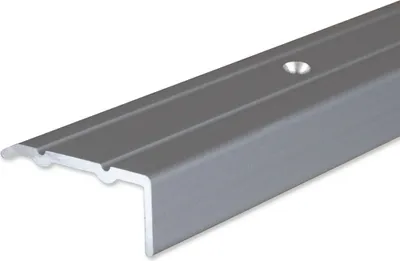 Produktbild von PROVISTON | Winkelprofil | Aluminium eloxiert | Silber | Breite 24.5 mm | Höhe 10 mm | Länge 2700 mm | Gebohrt | Treppenkantenprofil | Treppenwinkel | Treppenkante | Kombiwinkel | 1 Stück