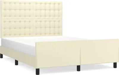 Image de Cadre de lit sans matelas crème 140x190 cm similicuir