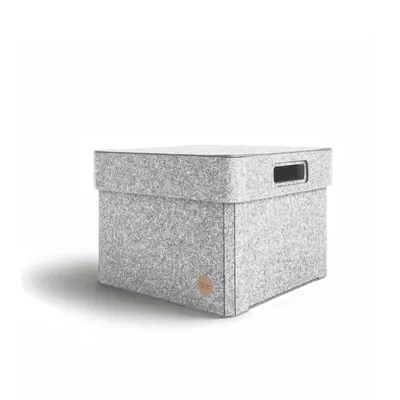 Produktbild von Aufbewahrungsbox CLASSIC Filz 27 x 27 x 20 cm mit Deckel in hellgrau meliert
