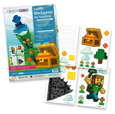 Produktbild von itenga DEKO-SET für SCHULTÜTE Blockgame Pixel