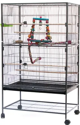 Produktbild von Vogelvoliere Nagerkäfig Vogelkäfig mit schmutzwanneneinsatz für Nymphensittiche, Papageien, Tauben, Sittiche, Finken 78x52x132cm