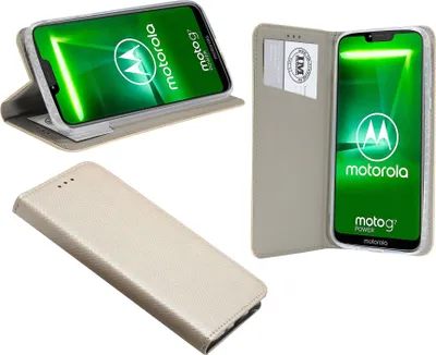 Obrázok produktu pre cofi1453® Elegantné knižkové puzdro Smart Magnet kompatibilné s MOTOROLA MOTO G7 POWER Leather Optic Wallet Book-Style Cover Shell v zlatej farbe