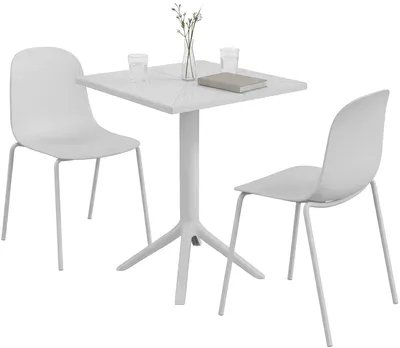 Image de Ensemble de mobilier de jardin Nerra comprenant 2 chaises | Couleur : Blanc | Dimensions : 166 x 60 x 85 cm