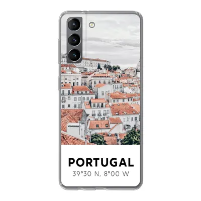 Produktbild von MuchoWow® Handyhülle Schutzhülle Hülle für Samsung Galaxy S21 Portugal - Europa - Rot - Silhouette Silikon Softcase Handy Hülle - Softcase
