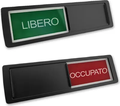 Immagine prodotto di Asse scorrevole CombiCraft con "Libero-Occupato" in nero 178 x 50 mm - set da 5