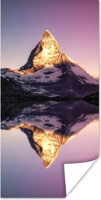Produktbild von MuchoWow® Poster Matterhorn bei Sonnenaufgang vom Riffelsee in der Schweiz 60x120 cm - Wandschmuck