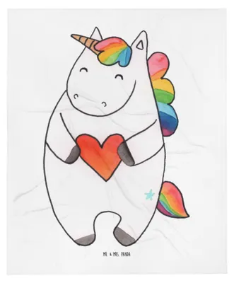 Produktbild von Mr. & Mrs. Panda Plaid Einhorn Herz - Weiß - Geschenk, Kinderdecke, Freundin, Unicorn, Lustig, Erstlingsdecke, Fleecedecke, Einhörner, Schlummerdecke, Babydecke