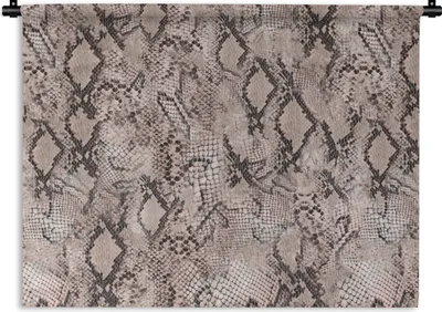 Produktbild von MuchoWow® Wandteppich Wandbehang Tiermuster - Schlange - Schwarz - Grau 90x67.5 cm Tapisserie Dekoration Wandtuch - Fototeppich - Wand-Skulpturen