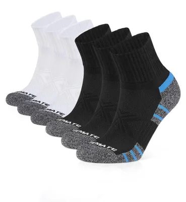 Productafbeelding van 6 paar heren sneakersokken, katoen met fleecezool, ademend, maat 47-50, 3 zwart, 3 wit