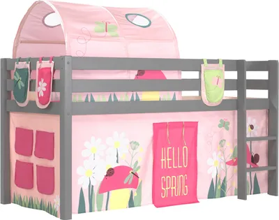 Produktbild von Spielbett >PINO< in Kiefer massiv grau lackiert - 210x114x106 (BxHxT)