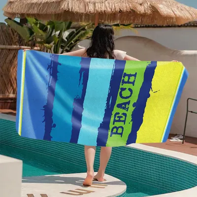 Produktbild von Strandtuch 90x180 cm Badetuch Strandlaken Handtuch 100% Baumwolle Velours Frottier Pflegeleicht (Chill)