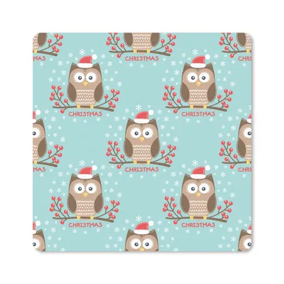 Produktbild von MuchoWow® Mauspad Mousepad Schnittmuster - Eule - Weihnachten 20x20 cm - Mousepads - Maus Mat - Pad - Mausunterlage - Desk Mat - Bureauartikeln