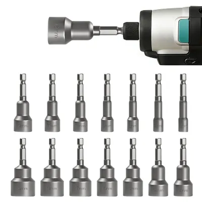 Productafbeelding van 14 delige magnetische zeskant dopsleutel set 6-19 mm 1/4 inch