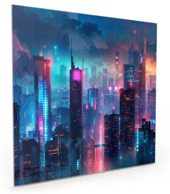 Produktbild von Küchenrückwand Spritzschutz Glas mit Motiv Zukunftsstadt 40 x 40 cm