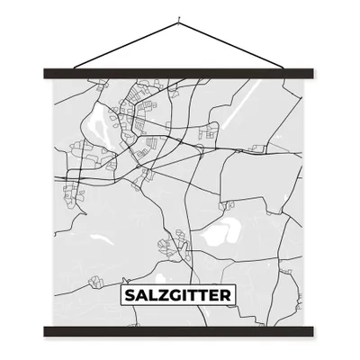 Produktbild von MuchoWow® Textilposter Deutschland - Karte - Stadtplan - Salzgitter 120x120 cm mit schwarzem Rahmen - Aufhängungsset