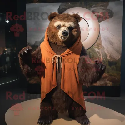 Produktbild von Rustikaler REDBROKOLY Faultier-Bär Maskottchen Kostüm charakter bekleidet mit einer Jacke und Tüchern