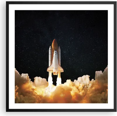 Produktbild von Gerahmtes Poster - Schwarzer Rahmen - Abheben Rakete Kosmos - 60x60 cm - Wand Bild - Wanddeko - Wandbilder - Kunstposter - Wandposter - Bilderrahmen - Bilder - Kunstdruck - P2BAC60x60-4531