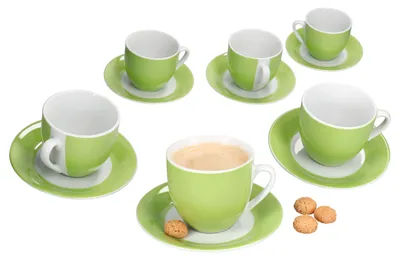 Zdjęcie produktu dla zestaw 6 filiżanek do kawy ze spodkami dla 6 osób Porcelanowa herbata