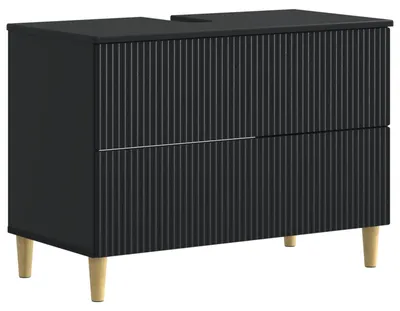 Produktbild von vidaXL Waschbeckenschrank ARNHEM Schwarz 82 x 41 x 59 cm Holzwerkstoff