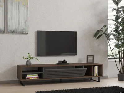 Zdjęcie produktu dla Skye Decor, Eray- Eray PUQ, kolor orzech, antracyt, szafka pod TV, 35x160x40 cm, 100% płyta wiórowa pokryta melaminą