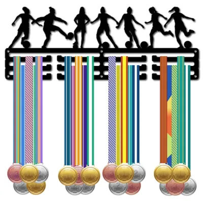 Zdjęcie produktu dla Elzusha - Uchwyt na medale - Wieszak do ekspozycji - Wieszak na medale sportowe - Czarna dekoracja ścienna - Organizer na medale dla kobiet - 40 x 15 cm - Nadaje się do...