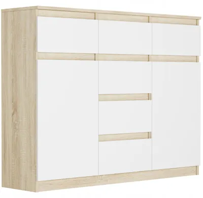 Obrázek produktu pro Komoda 120 cm 6 zásuvky 2 dveře skříňka FRAMIRE S-62D mix sonoma