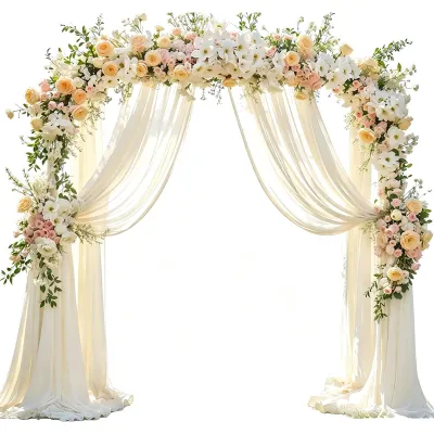 Chiffon-Vorhang 75x600 cm, beige, durchscheinend, für Hochzeitsbogen