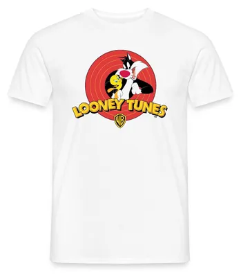 Produktbild von Spreadshirt Looney Tunes Sylvester Und Tweety Männer T-Shirt, L, Weiß